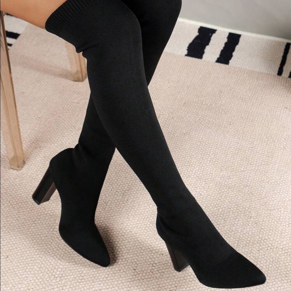 SHEIN Black Over the Knee Boots